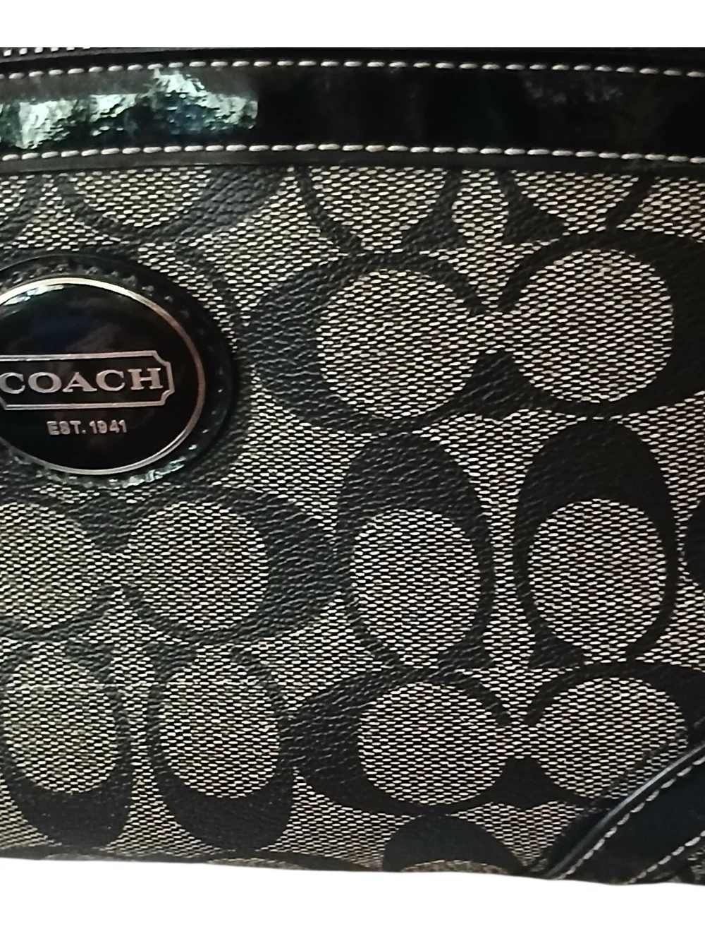 COACH Peyton Signature Canvas Black & Gray Satchel Bag